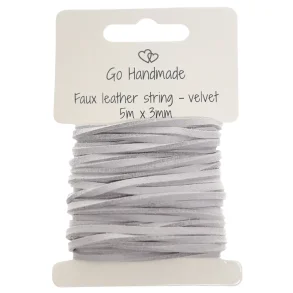 Kunstig lrsnor 3mm - Lys gr (5 m)