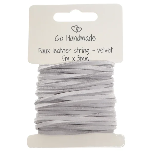 Kunstig lrsnor 3mm - Lys gr (5 m)