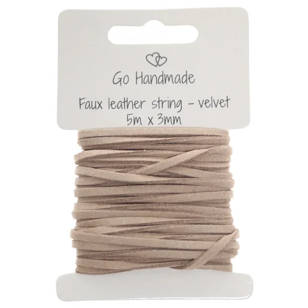 Kunstig lrsnor 3mm - Beige (5 m)