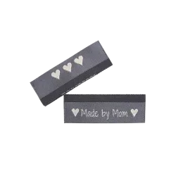 Vevd merkelapp "Made by Mom" 10 stk (Gr)