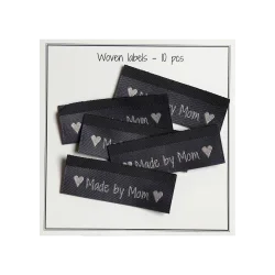 Vevd merkelapp "Made by Mom" 10 stk (Gr)