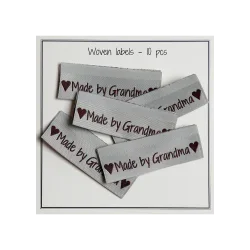 Vevd merkelapp "Made by Grandma" 10 stk (Bl)