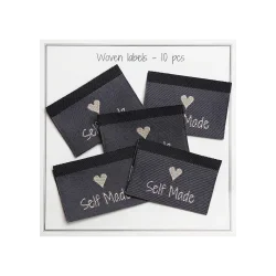 Vevd merkelapp "Self Made" 10 stk (Gr)