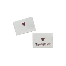 Vevd merkelapp "Made with love" 10 stk (Bl)