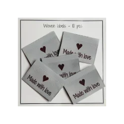 Vevd merkelapp "Made with love" 10 stk (Bl)