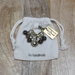 Maskemarkrer Ring m/blomst - Smokey Quartz (6 stk)