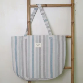Blue Lineas Large Tote Bag