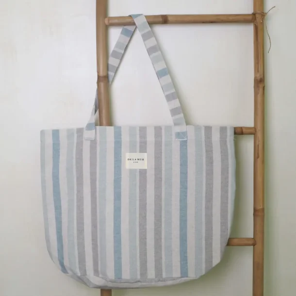 Blue Lineas Large Tote Bag