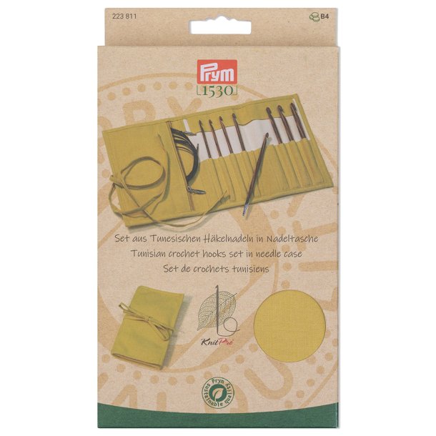 Knitpro Natural - Tunisisk heklepinnesett m/etui 3,5 - 8,0 mm